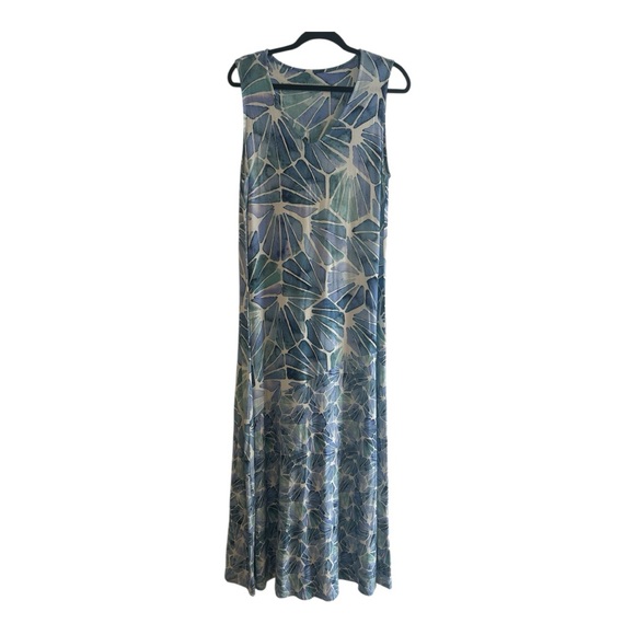 Soft Surroundings Dresses & Skirts - Soft Surroundings Castel Stretch Maxi Dress sz L women blue white cruise NWT